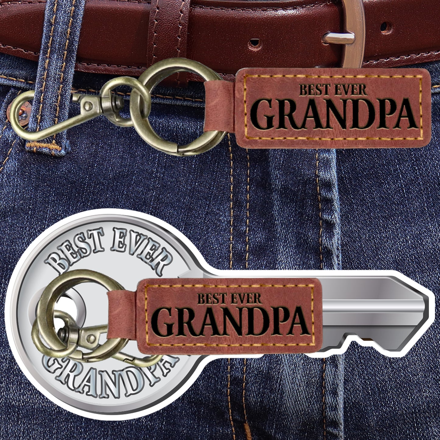 Grandpa Leather Keychain