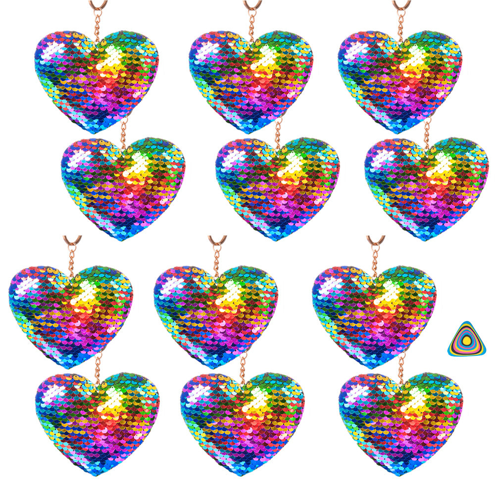 Keychain, Heart Sequin - 12 Pk