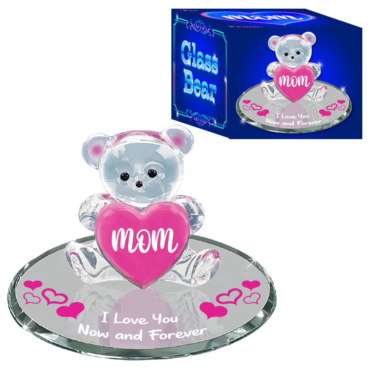 Mom I Love You  Glass Bear
