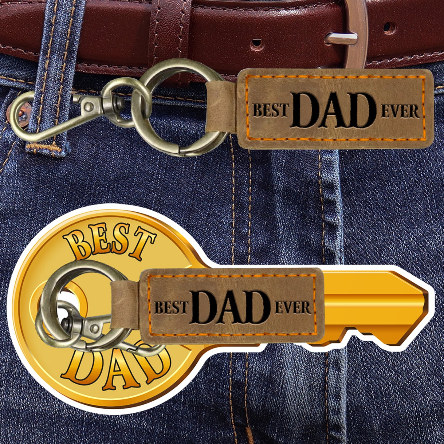 Dad Leather Keychain - Shop ZoomBee - The One-Stop Holiday Shop