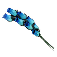 Roses, Blue w/DK Blue tips Wooden Crafting 8 Pcs