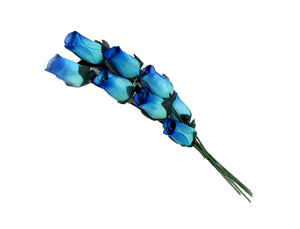 Roses, Blue w/DK Blue tips Wooden Crafting 8 Pcs