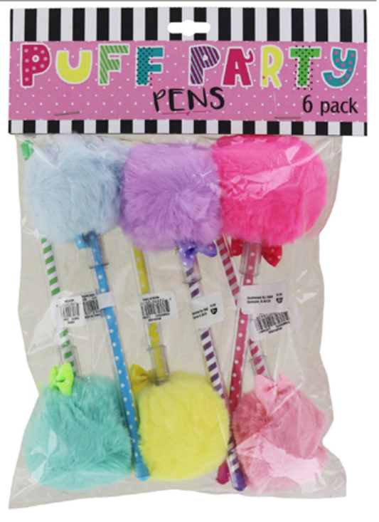 Furry Pom Pom Pens (Pack of 6)