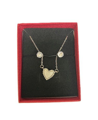 White Heart Necklace and Earrings