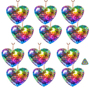 Keychain,  Heart Sequin - 12 Pk