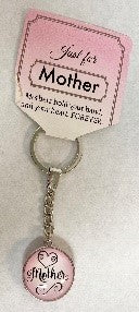 Mom Heart Glass Keychain